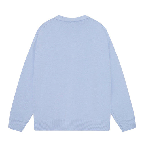 AMRI Cotton V-Neck Bones Cardigan Sweater Blue