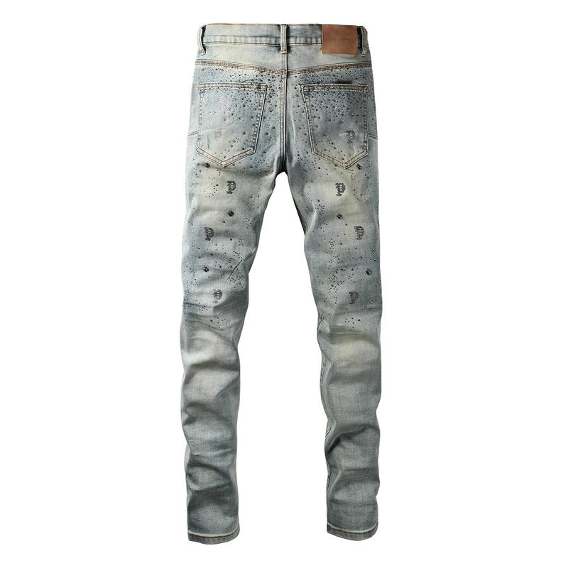Purple Brand Crystal Diamond Jeans #9127